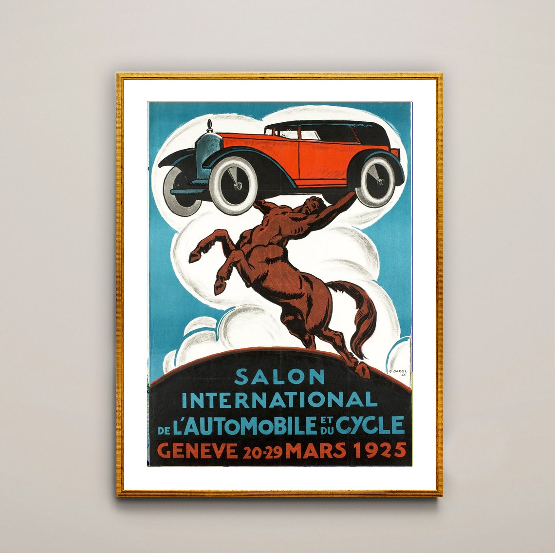 Salon Automobile Genève 1925 Centaur Classic Car Vintage Poster