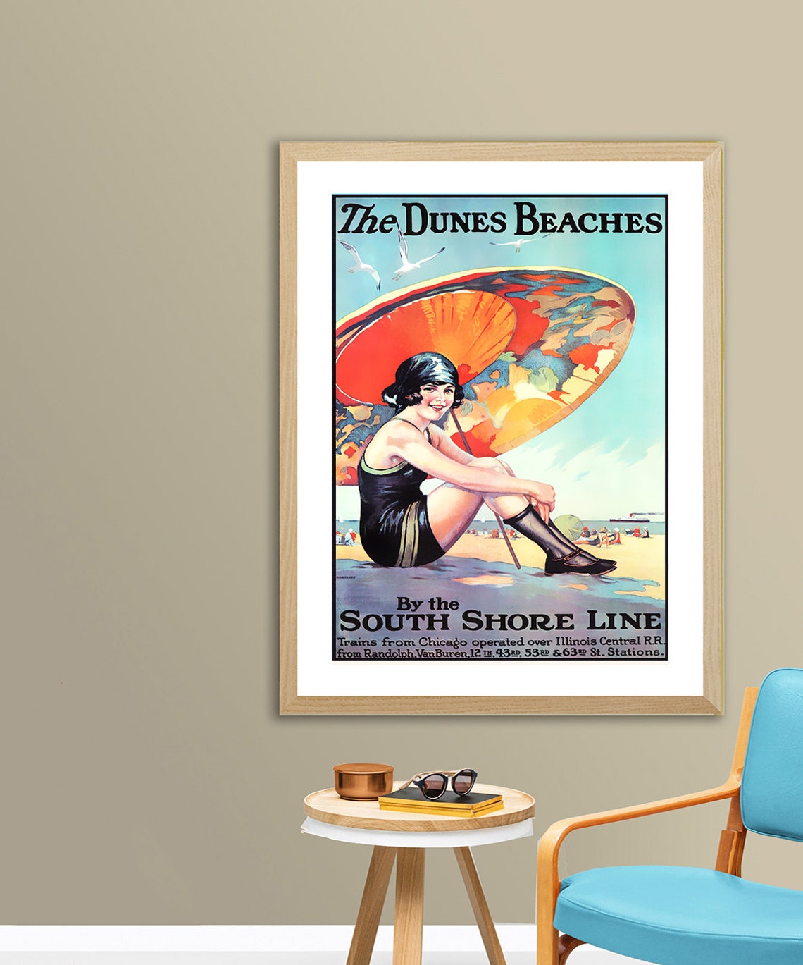 The Dunes Beaches South Shore Line Chicago Train Vintage Poster - Image 2