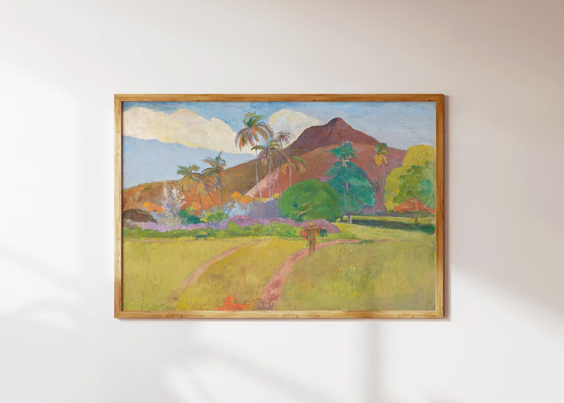 Tropical Vintage Post Impressionist Palm Landscape Art Poster