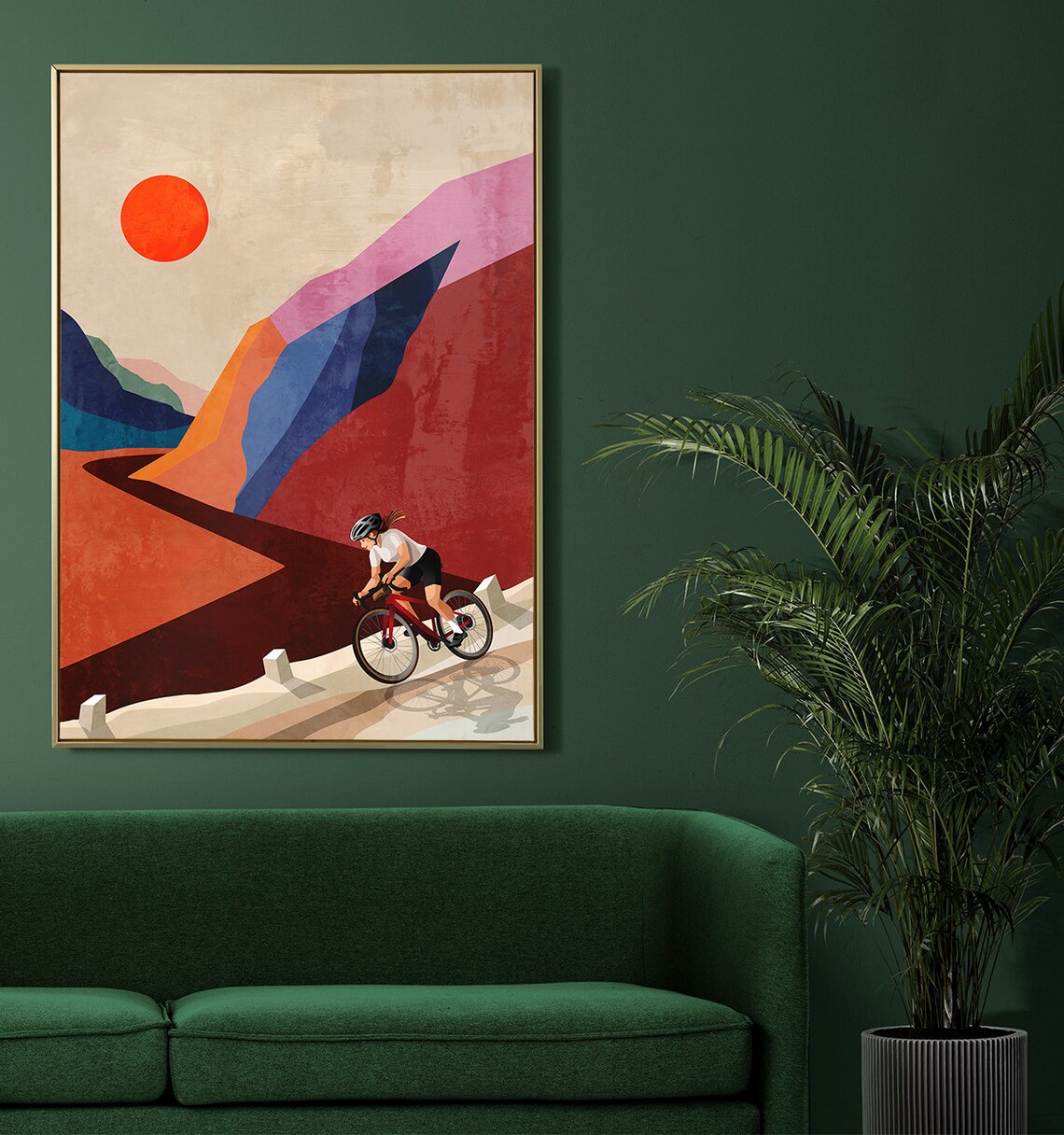 Cycling Woman Descending Art Print, Gift for Cyclists - Image 4