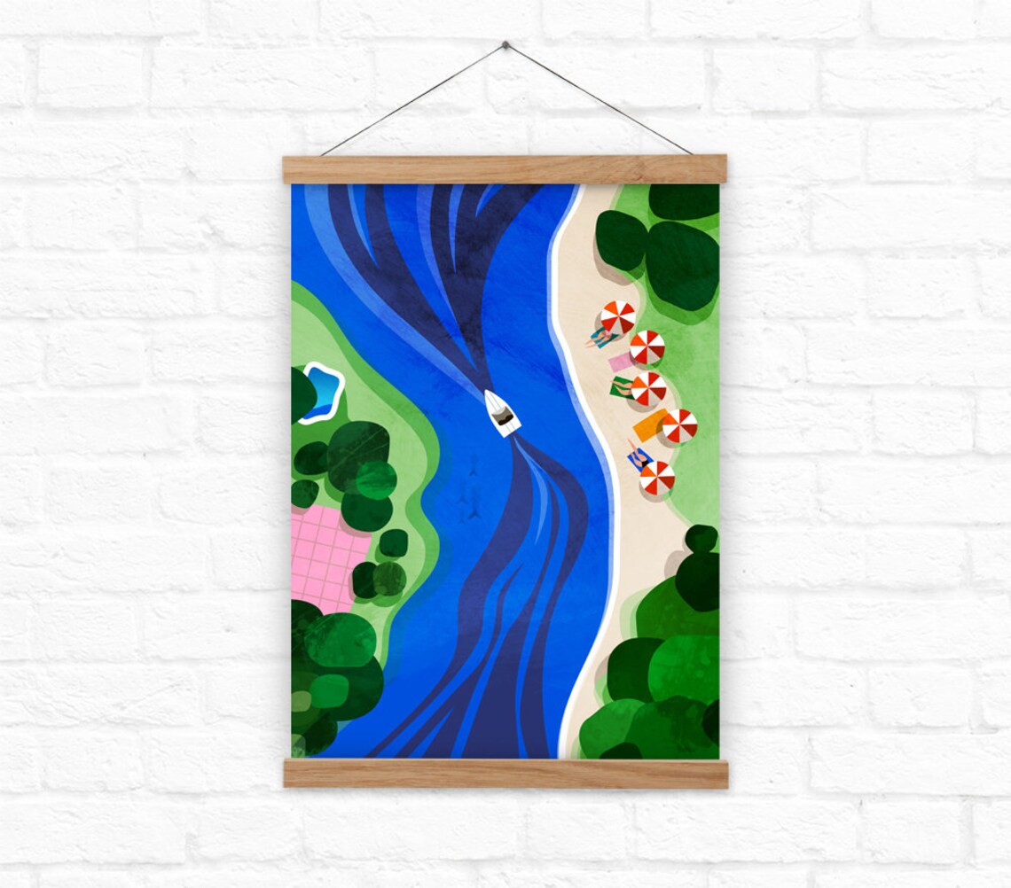 Summer Cruising Art Print, Seasonal Travel Poster - Image 3