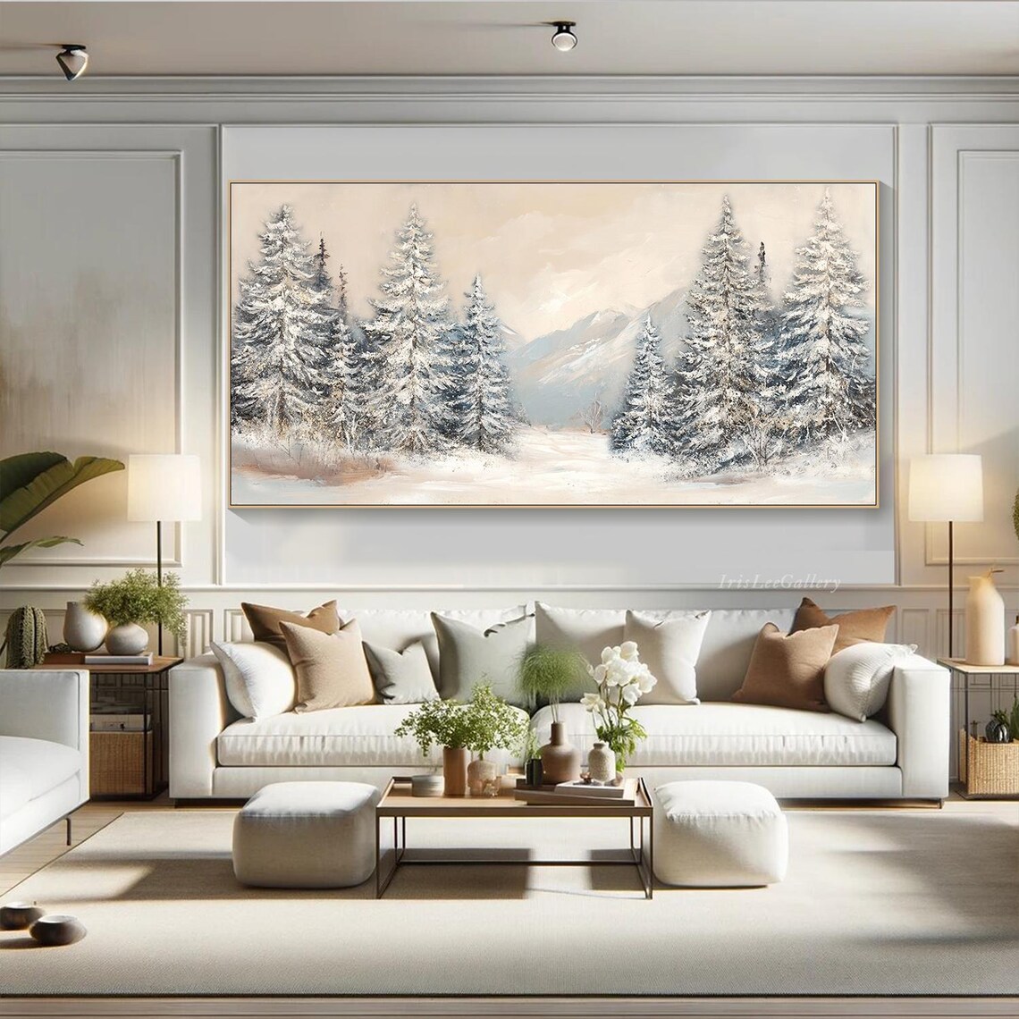 3d Textured Snow Forest Wall Art Original Winter Mountain Painting On Snowy Pine Trees Wall Art Living Room Wall Art Winter Decor - Image 2