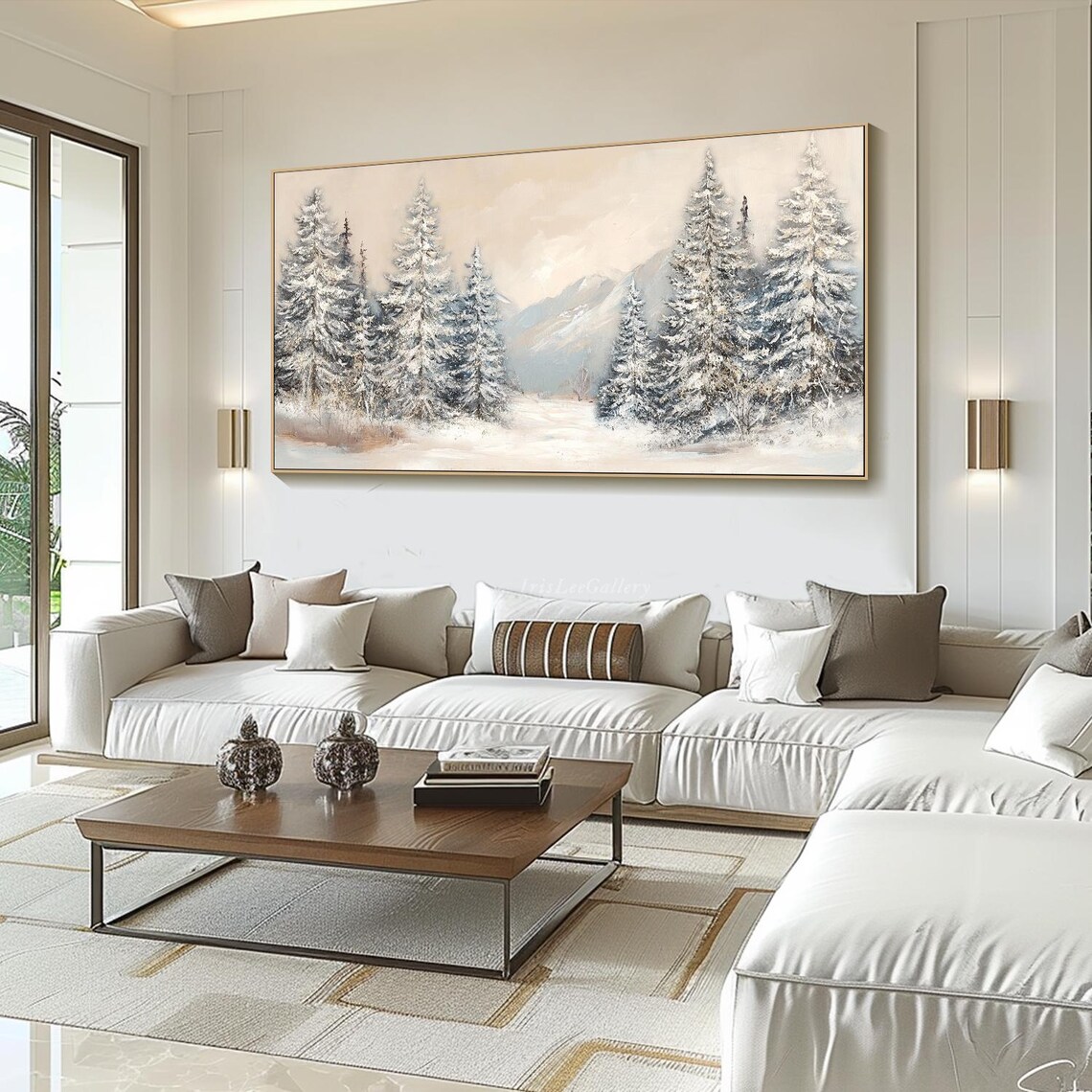 3d Textured Snow Forest Wall Art Original Winter Mountain Painting On Snowy Pine Trees Wall Art Living Room Wall Art Winter Decor - Image 4
