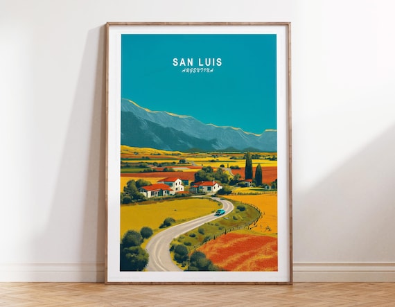 San Luis Argentina Road Through Golden Harvest Fields Travel Poster