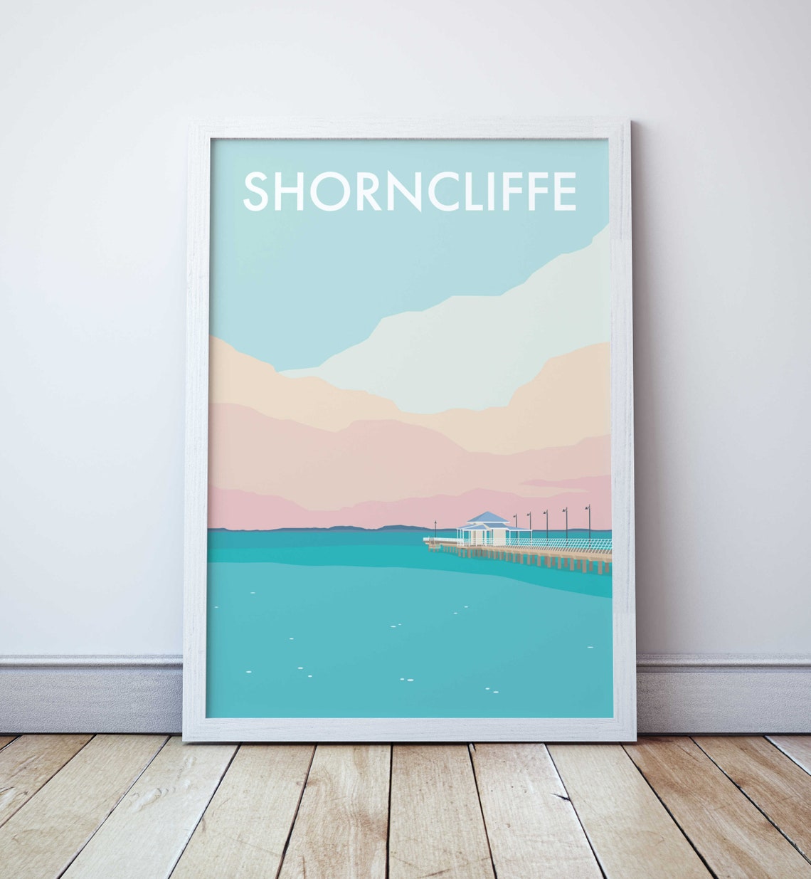Shorncliffe Pier Pastel Sunset Brisbane Seaside Travel Poster