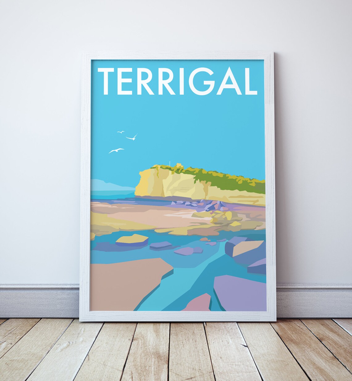 Terrigal Skillion Vintage Style Beach Travel Poster