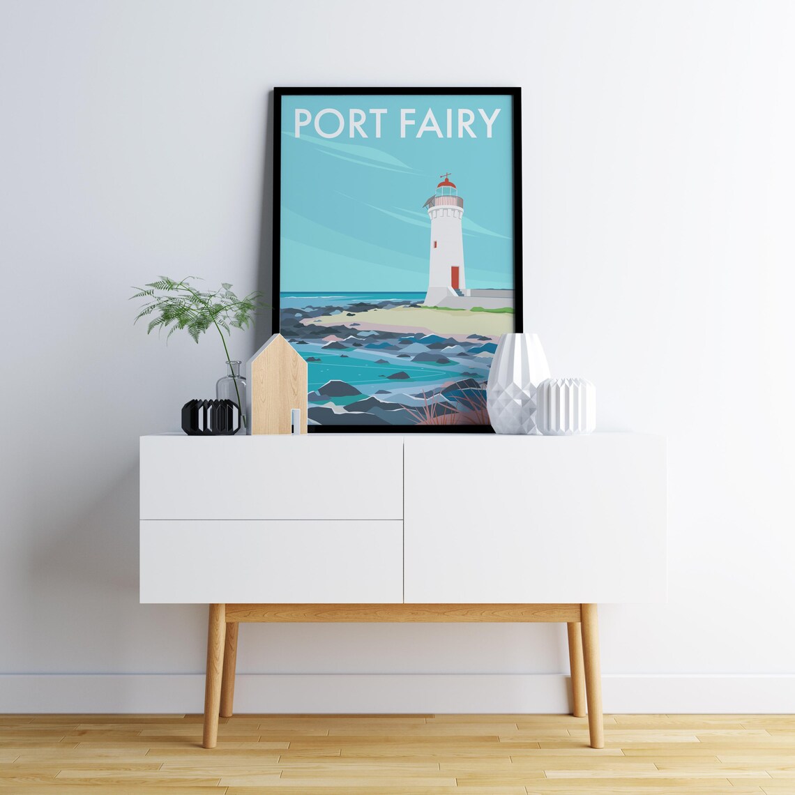 Port Fairy Lighthouse Rocky Shore Victoria Coast Travel Poster - Image 3