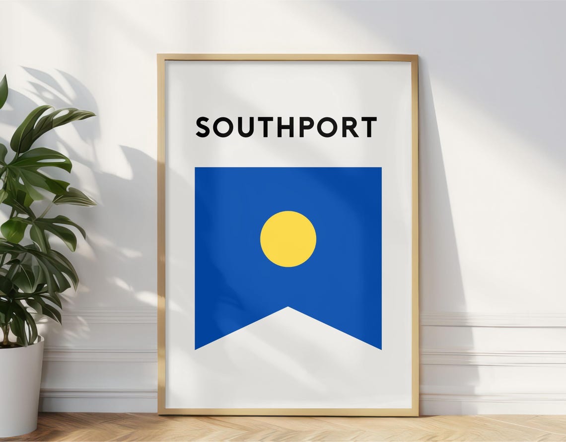 Southport Surf Lifesaving Beach Flag Coastal Minimalist Art Print