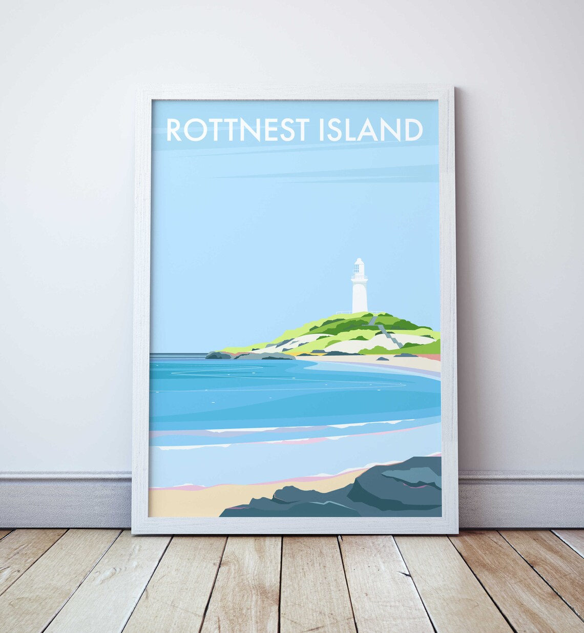 Rottnest Island Travel Poster, Coastal Place Print