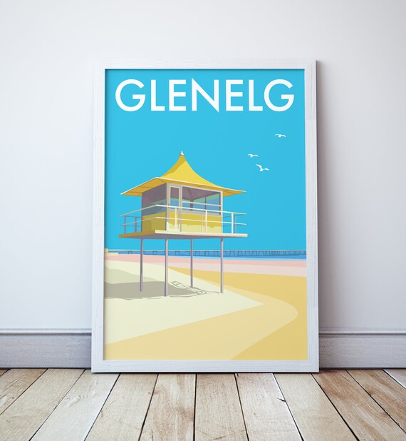 Glenelg Adelaide Beach Travel Poster