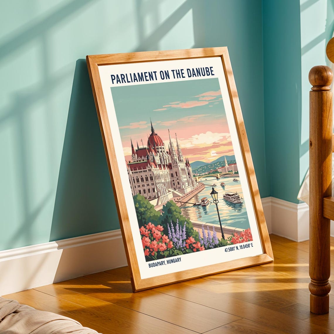 Parliament on the Danube Budapest Hungary Vintage Travel Poster