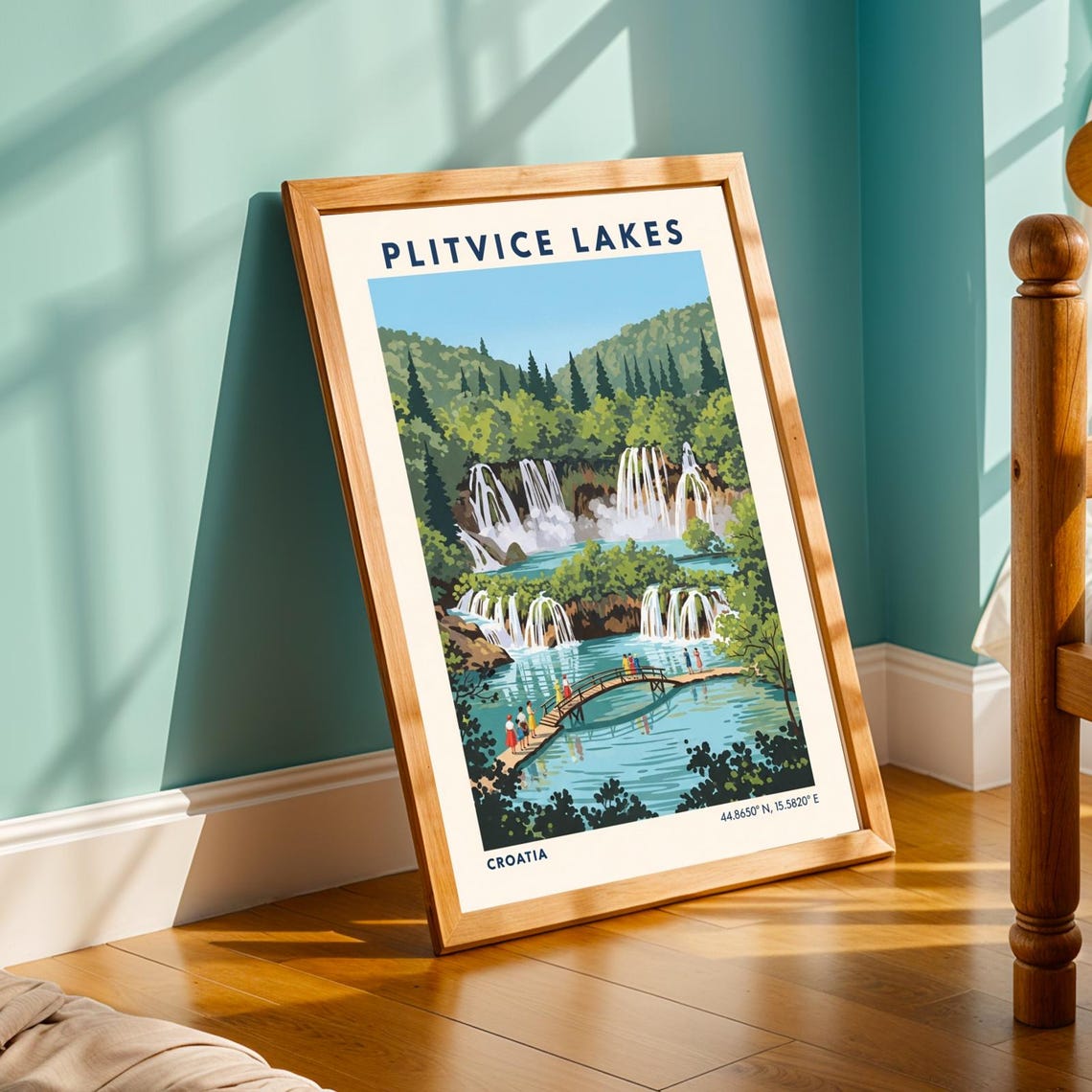 Plitvice Lakes Croatia Waterfalls Turquoise Lakes Travel Poster