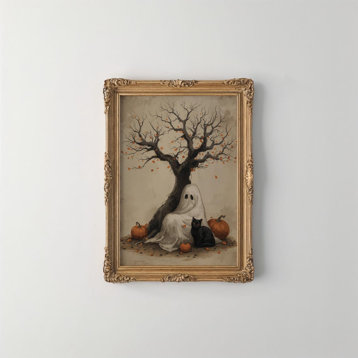 And Cat Halloween Art Print Spooky Gothic Decoration