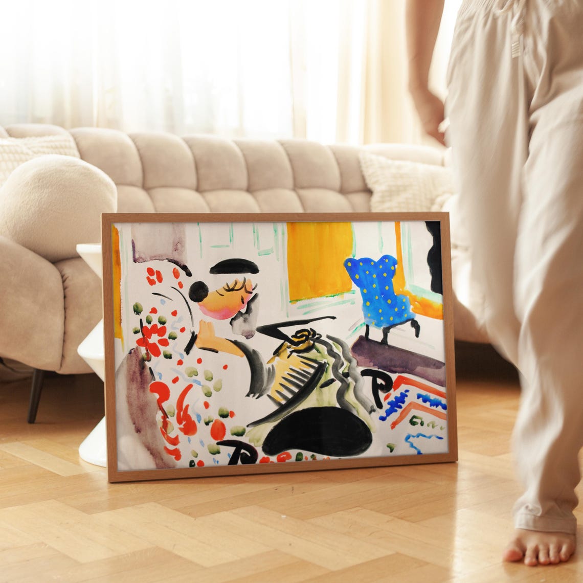 Colorful Abstract Interior Calligraphic Whimsical Modern Art Print