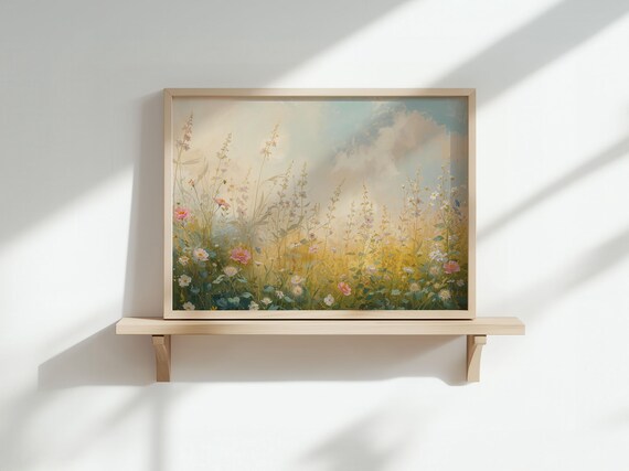 Golden Sunset Wildflower Meadow Impressionist Light Art Poster