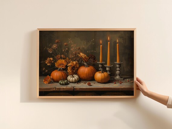 Moody Autumn Harvest Painting Vintage Gothic Art Print