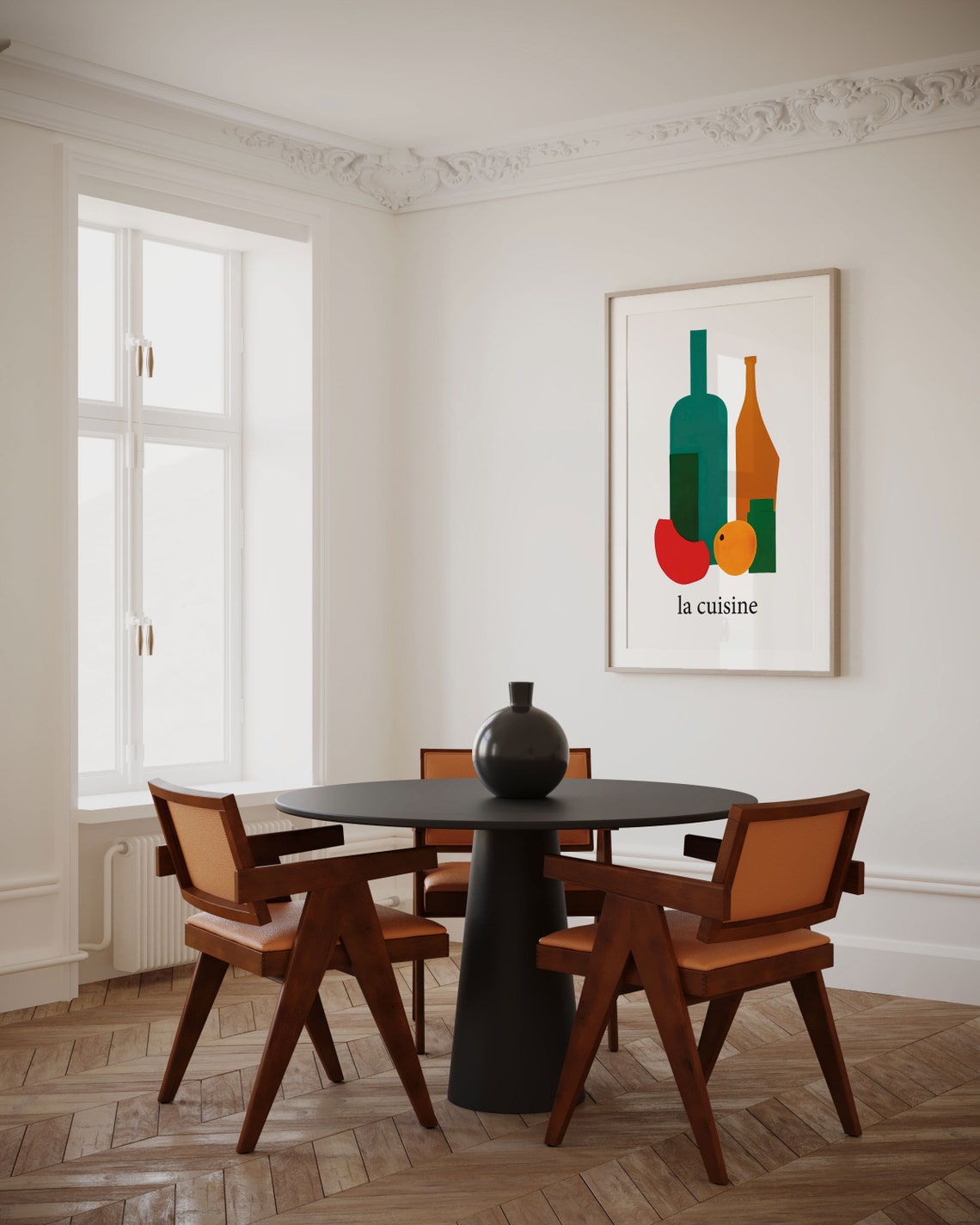 La Cuisine Abstract Still Life Bottles and Fruit Kitchen Poster - Image 2