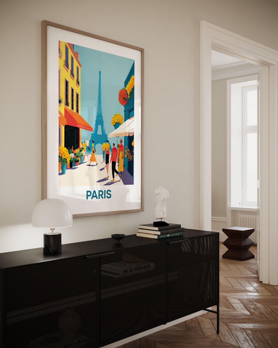 Paris Eiffel Tower Vintage Street Scene Flower Shop Travel Poster - Image 2