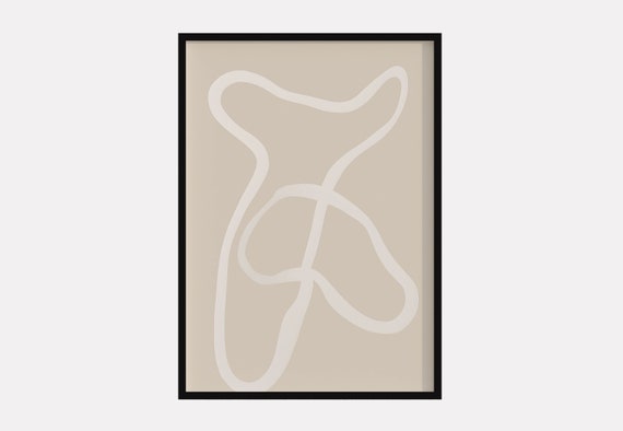 Minimalist Art Beige And White Wabi Sabi Wall Art Organic Shapes Abstract Japandi Wall Art One Line Drawing
