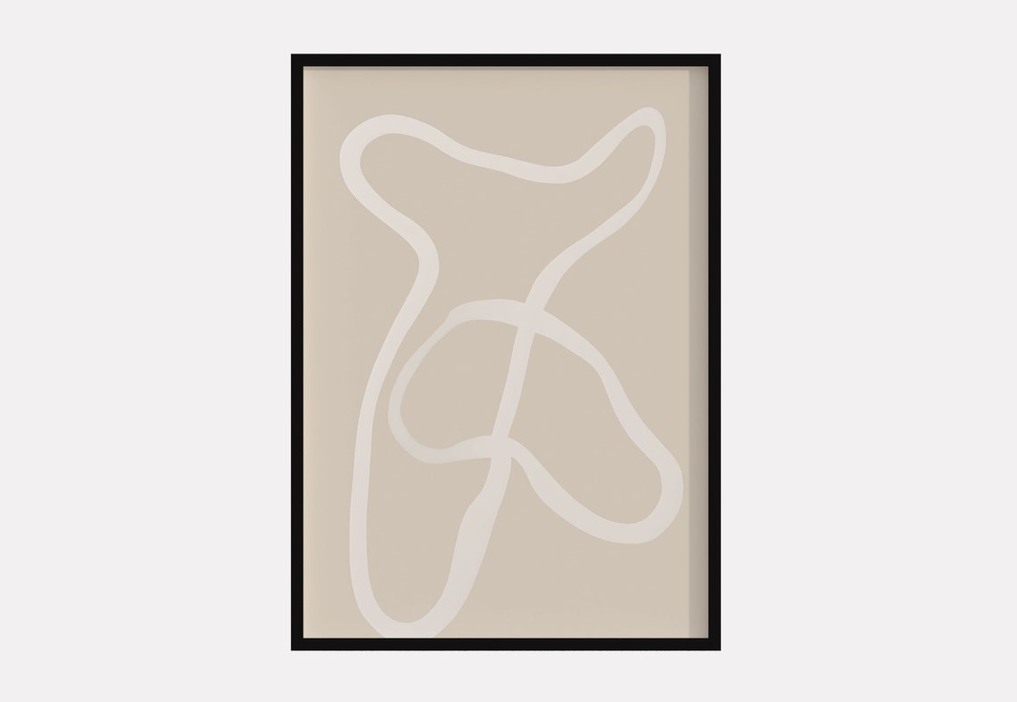 Beige Wabi Sabi Minimal Line Drawing Serene Calm Zen Art Poster