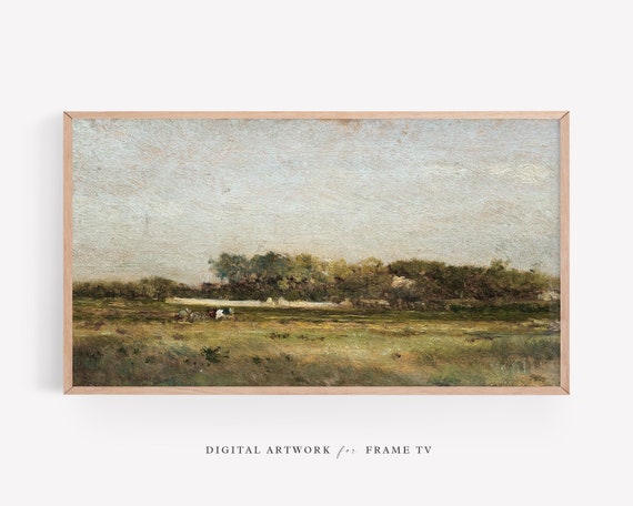 Vintage Landscape Painting, Farmhouse Wall Art Print