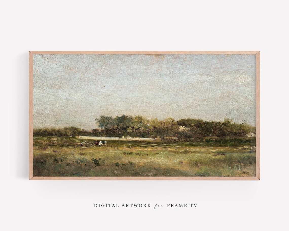 Vintage Landscape Painting, Farmhouse Wall Art Print