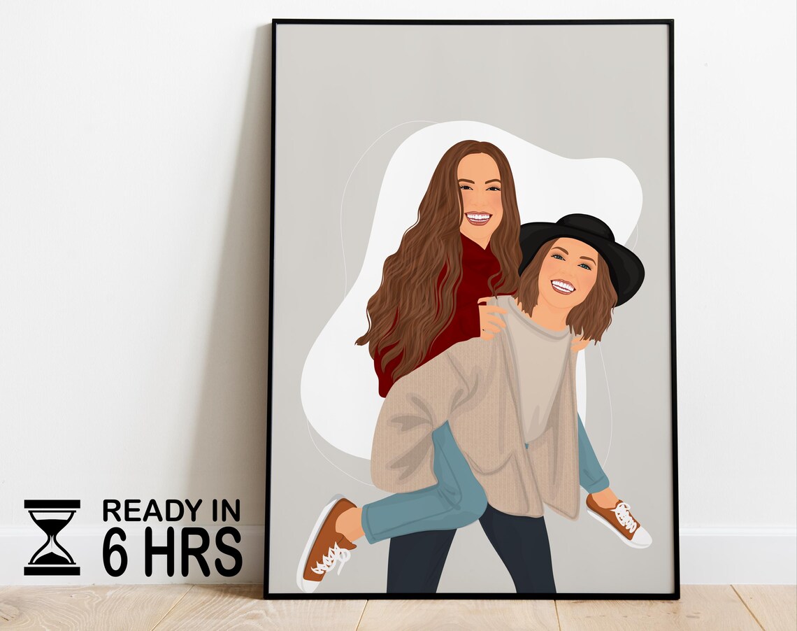 Custom Sister Personalized Portrait Gift For Her