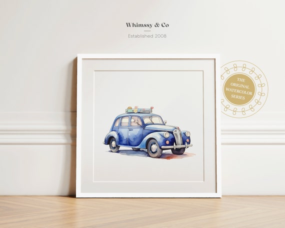 Nursery Decor Police Car Poster Colorful Automotive Wall Art For Kids Room