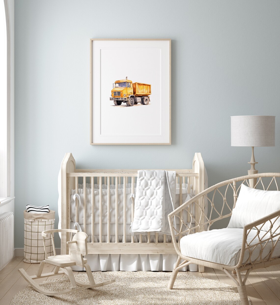 Dump Truck Nursery Decor Watercolor Art Print