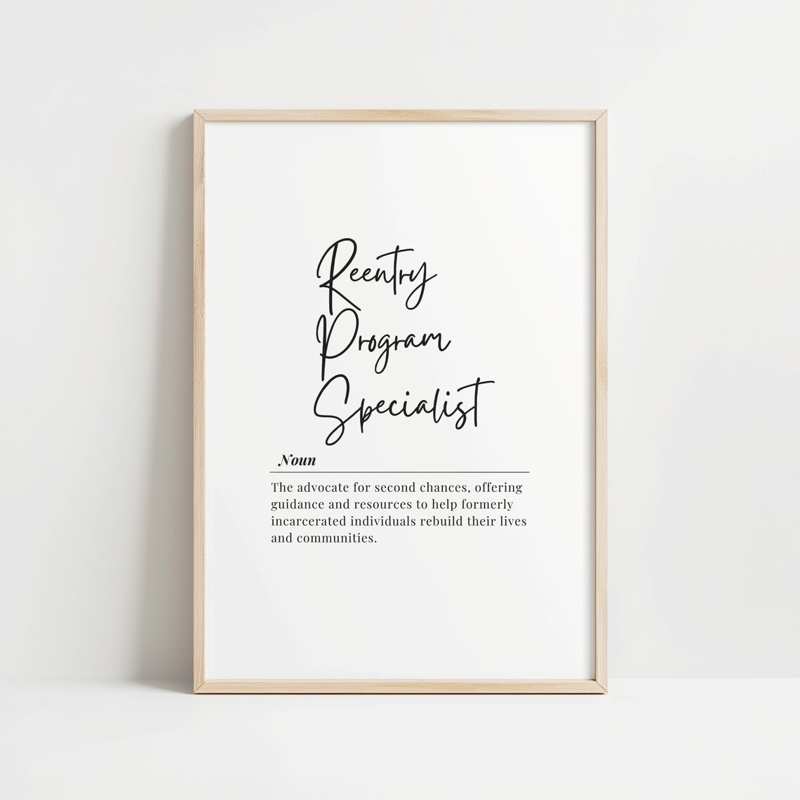 Reentry Program Specialist Definition Script Typography Social Work Gift Poster