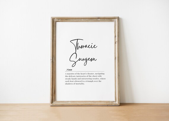 Thoracic Surgeon Definition Medical Career Doctors Day Gift Wall Art
