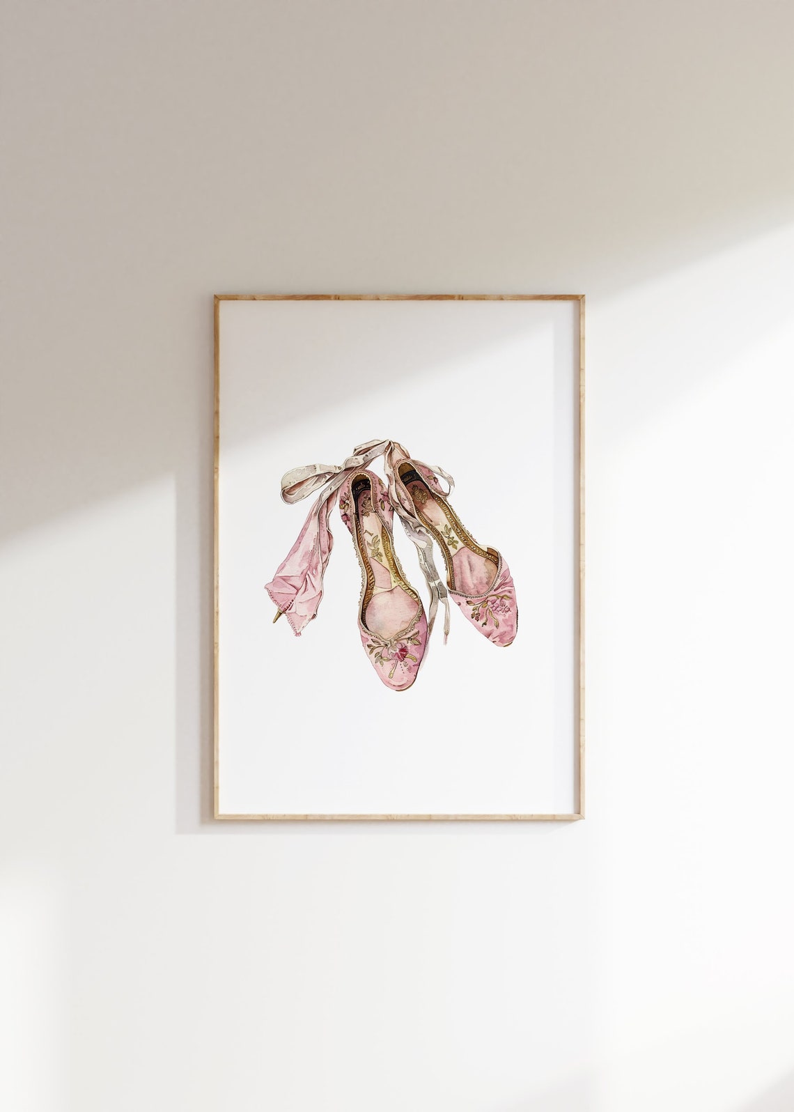 Delicate Pink Embroidered Ballet Slippers With Ribbons Art Poster