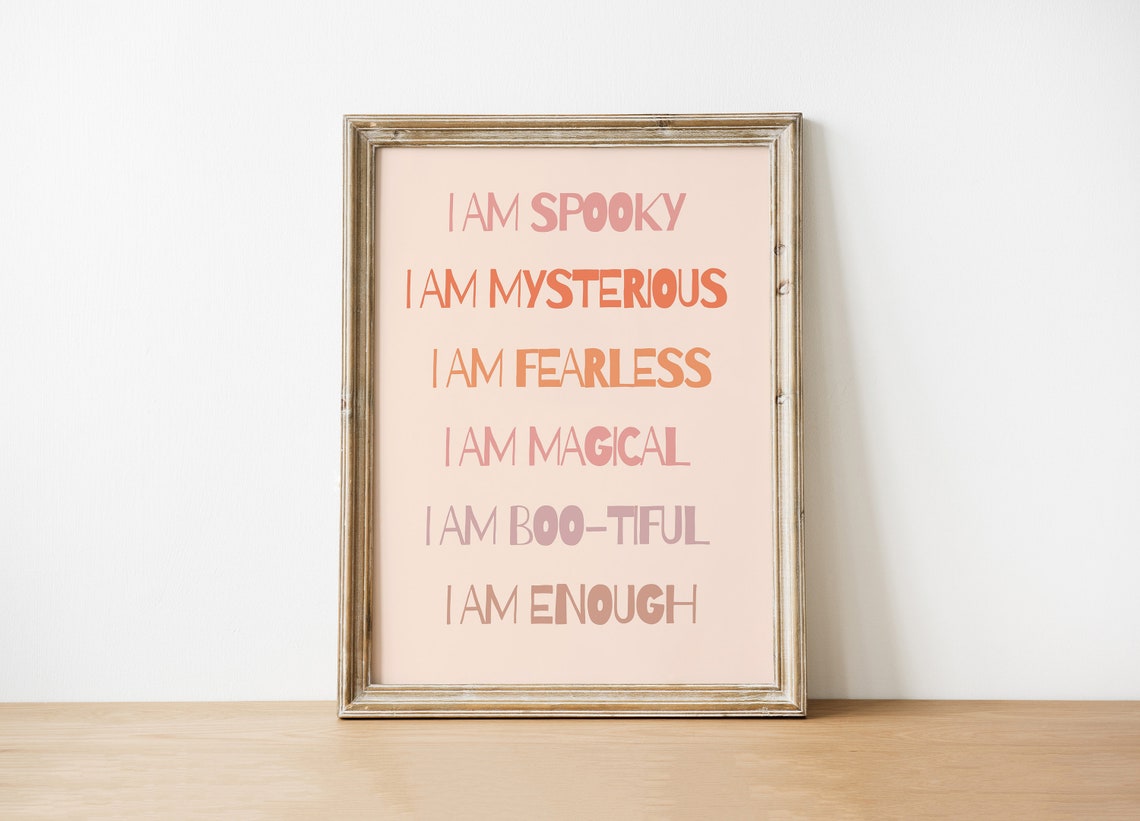 Spooky Empowerment Quotes Vintage Kids Halloween Print Instant Retro Nursery Decor Girl