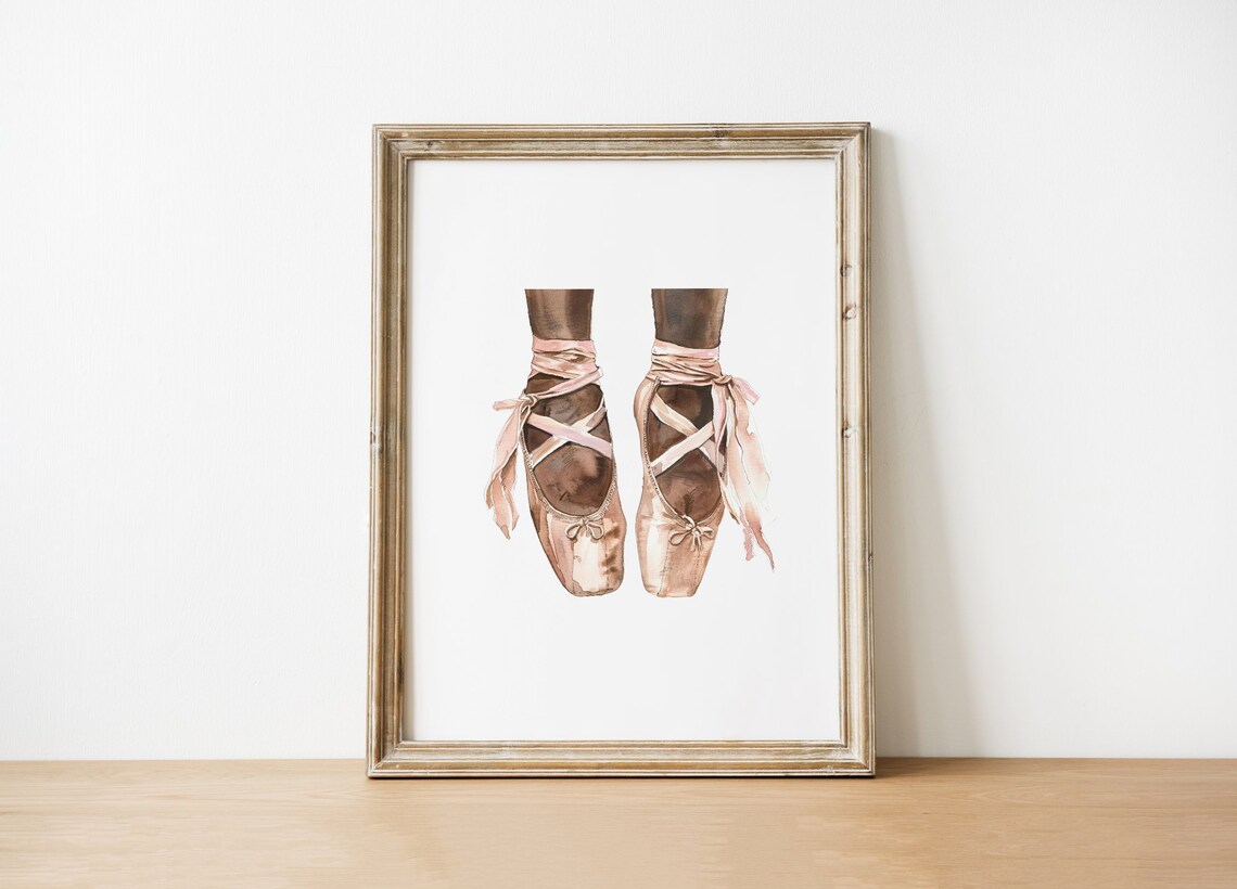 Watercolor Ballet Slippers With Ribbons Dance Gift Art Poster