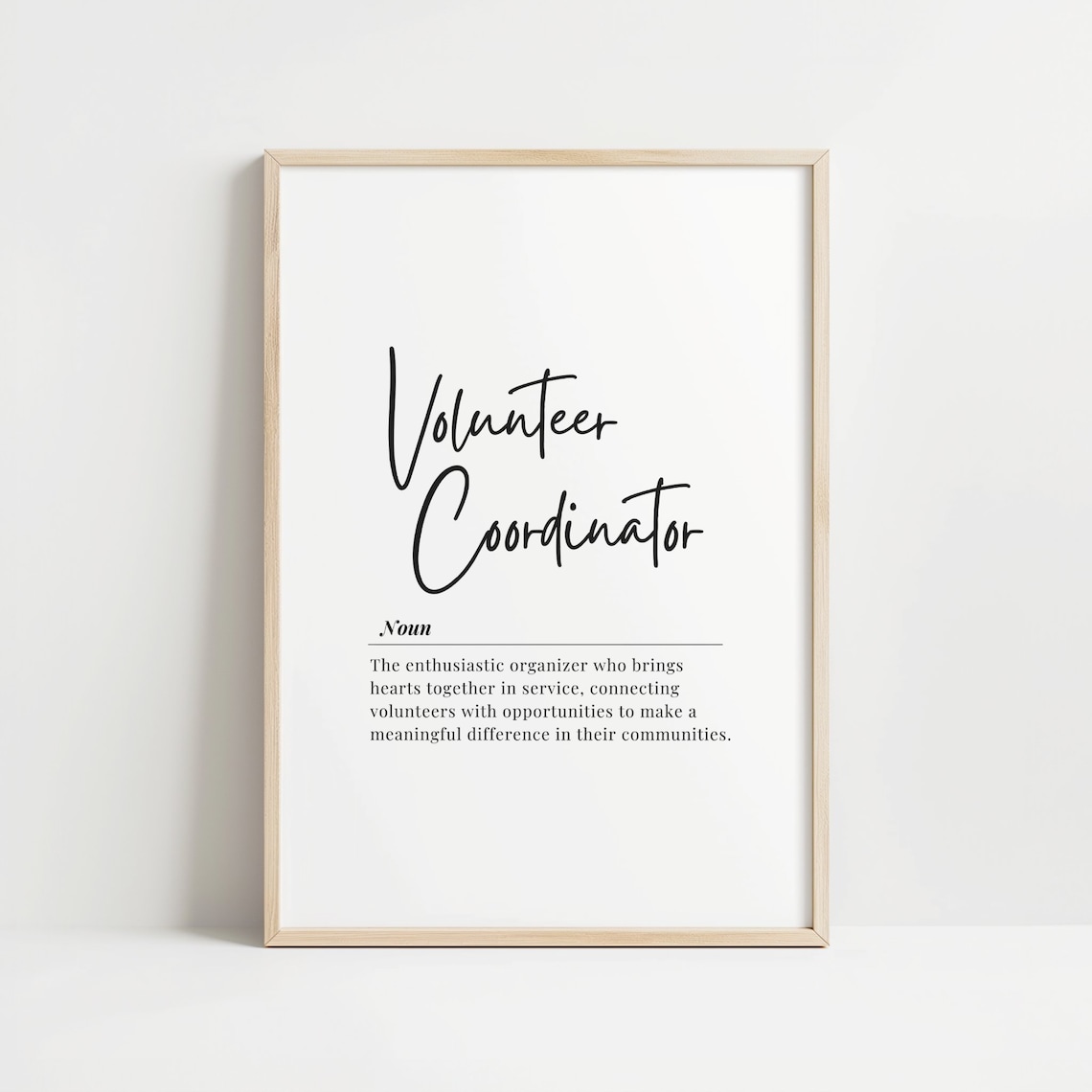 Volunteer Coordinator Definition Noun Community Service Office Wall Art