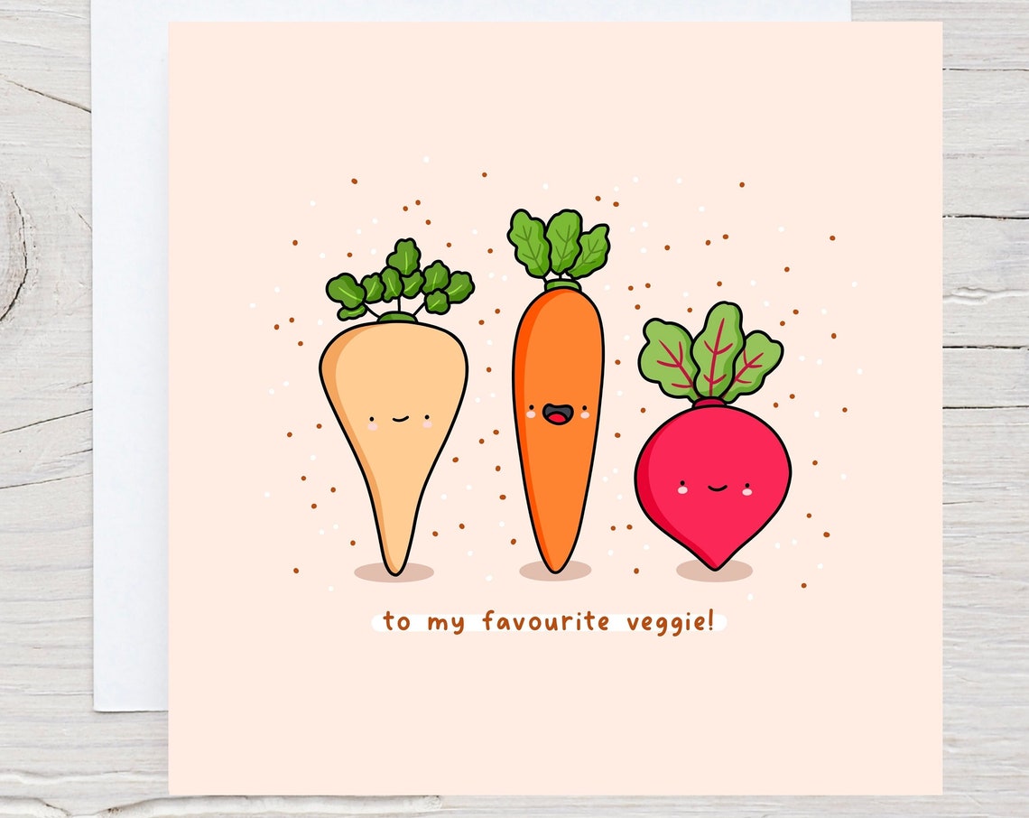 Smiling Veggie Trio To My Favourite Veggie Birthday Card Print