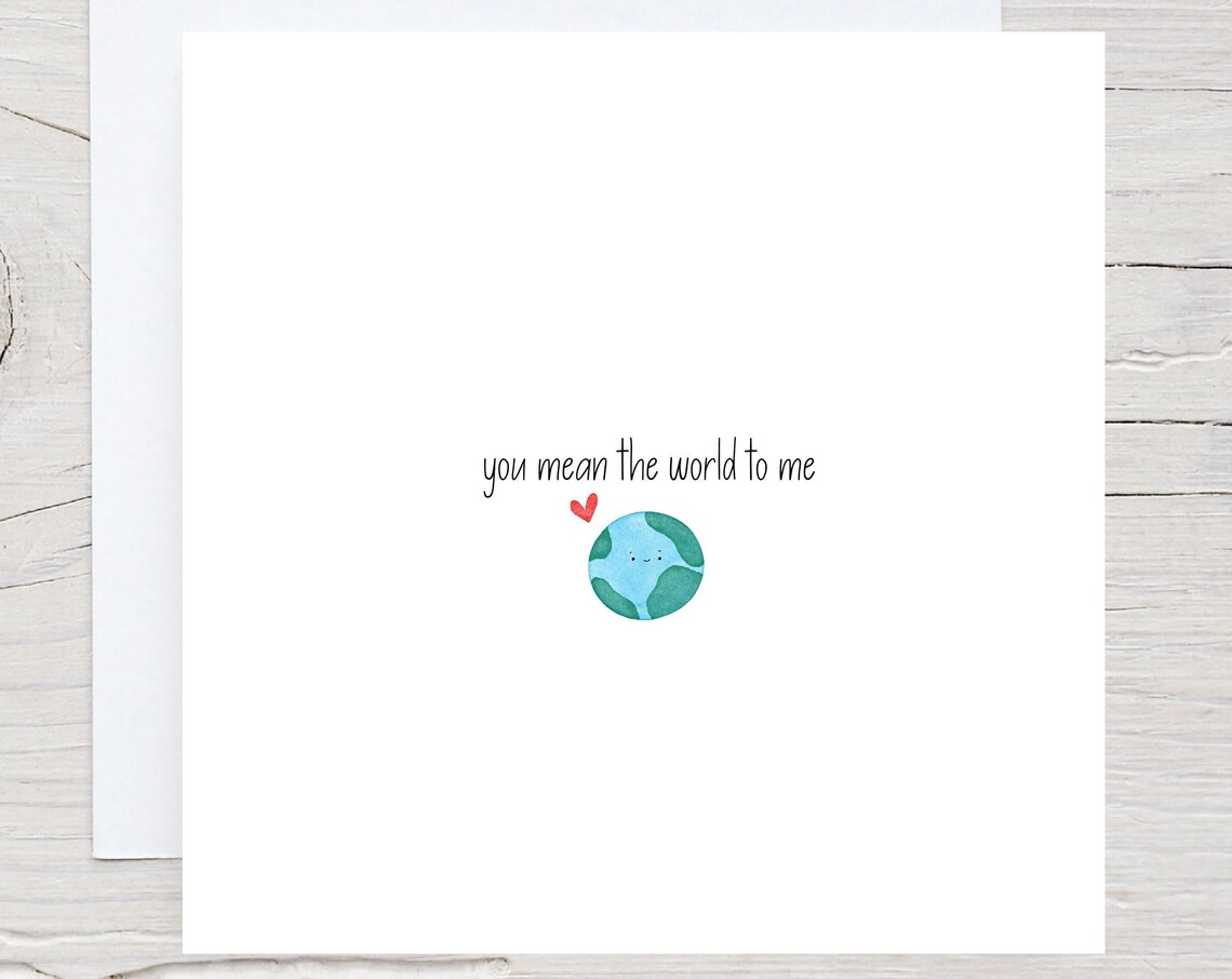 You Mean The World To Me Cute Earth Anniversary Card Wall Art