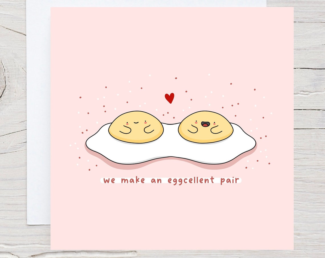 Fried Egg Couple Eggcellent Pair Love Anniversary Card Print