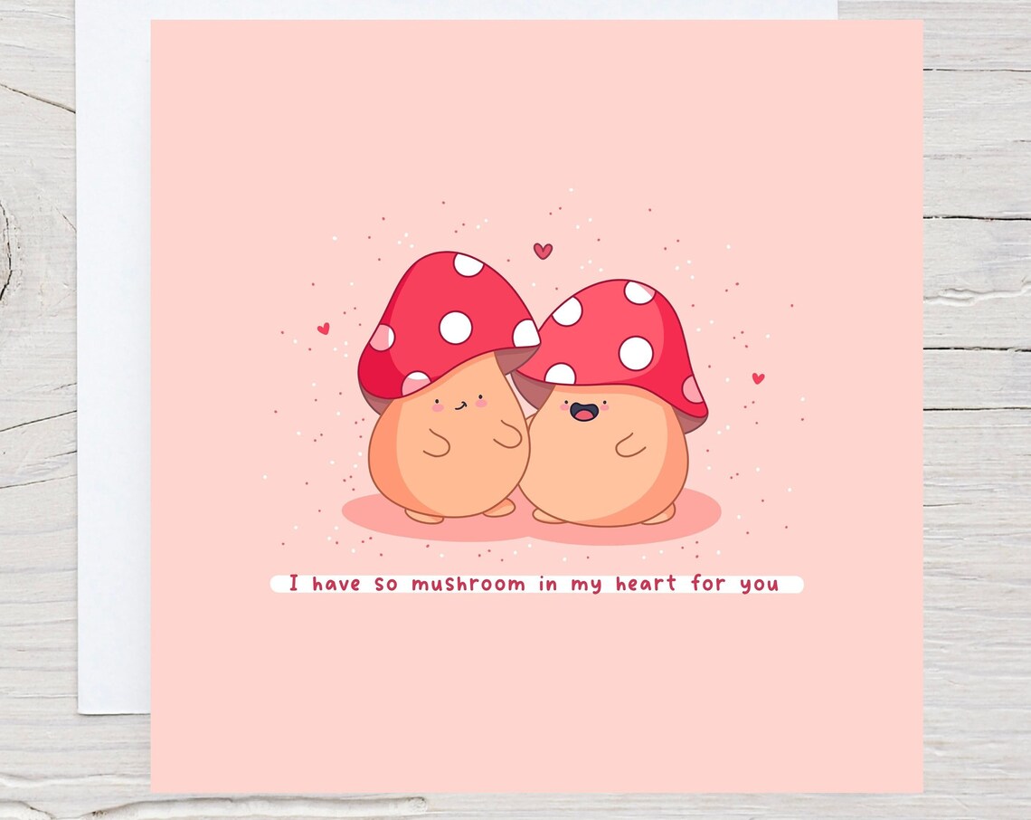 Cute Mushroom Couple So Mushroom in My Heart Love Card Print