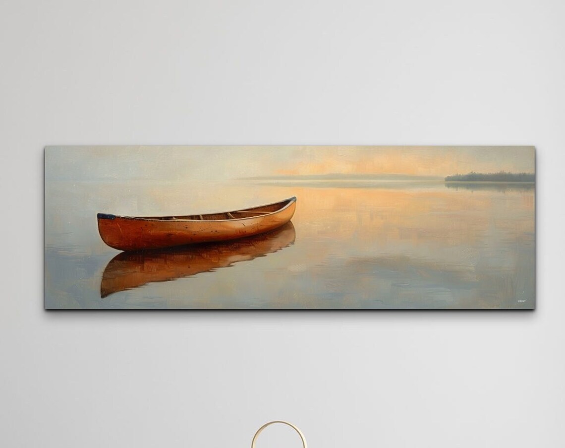 Lone Canoe Rustic Cottage Cabin Art Print