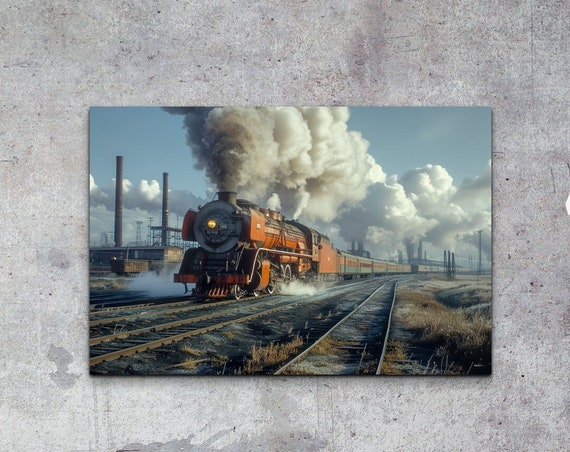 Train Wall Art Steam Old Train Locomotive Wall Art Train Wall Art Transport Print Steam Locomotive Wall