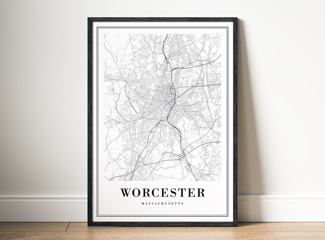 Worcester Massachusetts Minimalist City Street Map Wall Poster - Image 4