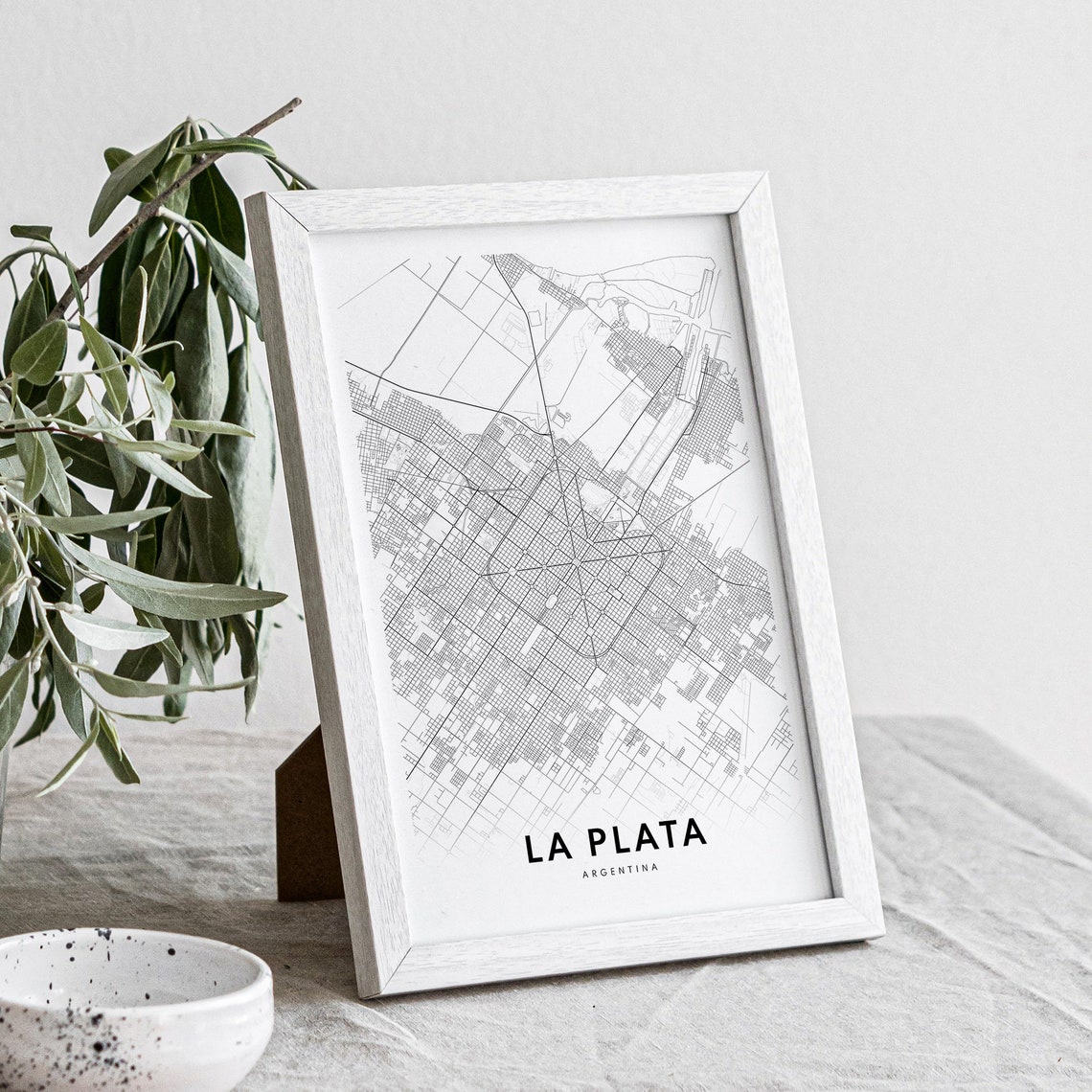 La Plata Argentina City Street Map Minimal Black White Map Wall Print - Image 4