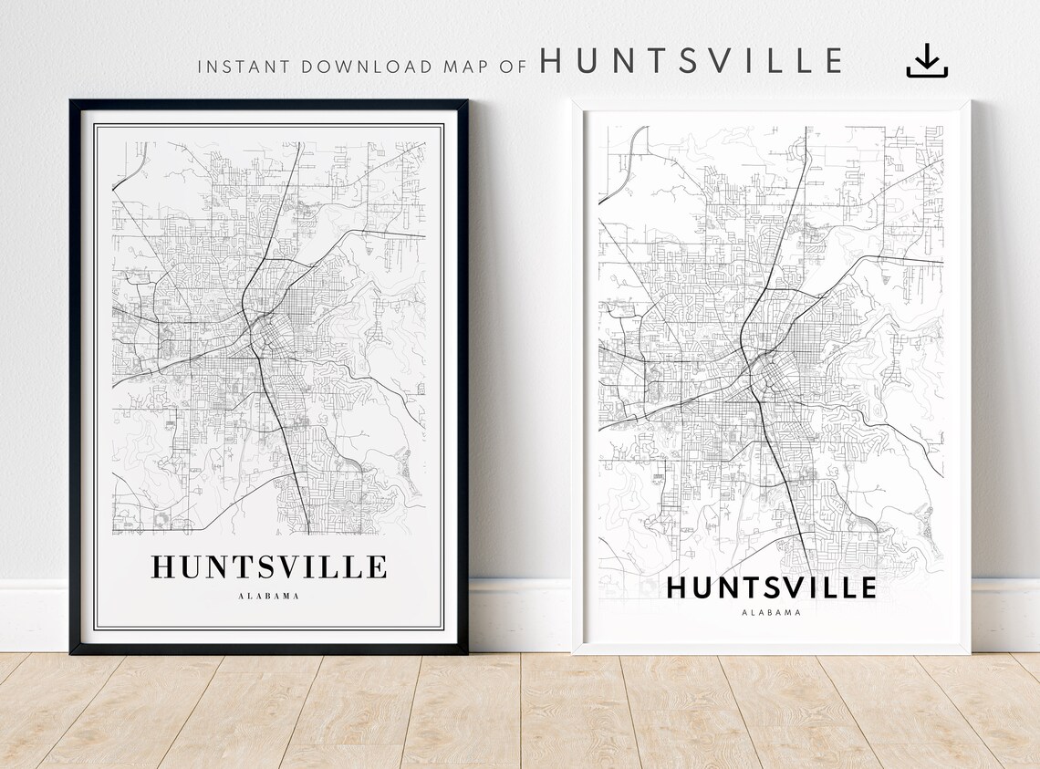Huntsville Map Print Huntsville Alabama Map Poster Huntsville Map Huntsville Black And White Map Art Sketch Print - Image 5