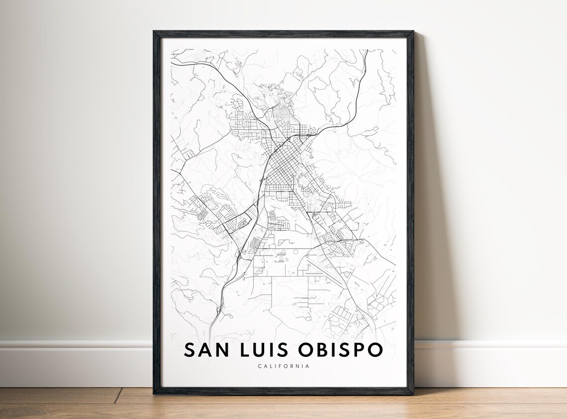San Luis Obispo Map Poster Minimalistic Black And White