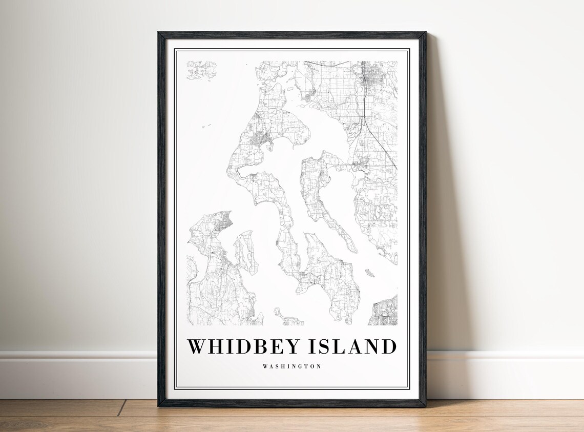 Whidbey Island Washington Puget Sound Minimalist Island Map Poster - Image 5