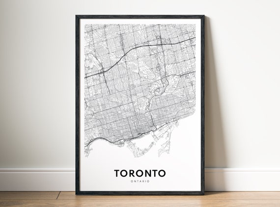 Toronto Map, Black and White Travel Poster