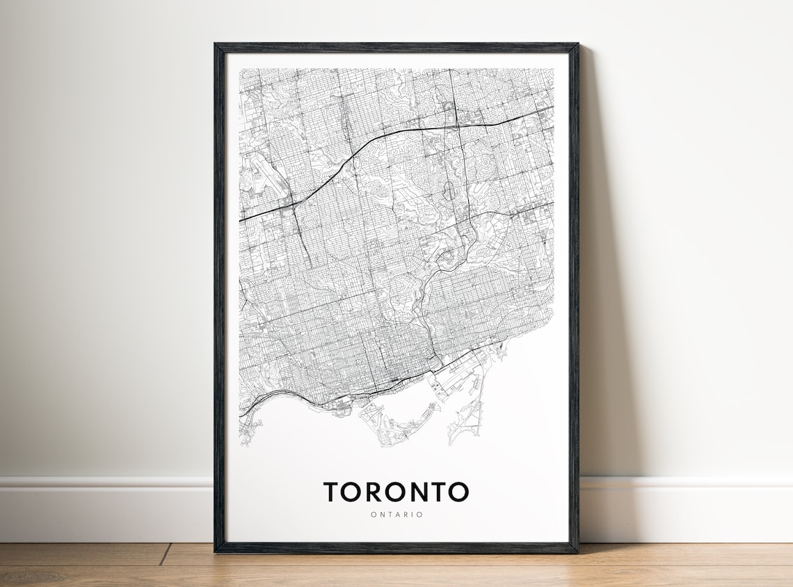 Toronto Map, Black and White Travel Poster
