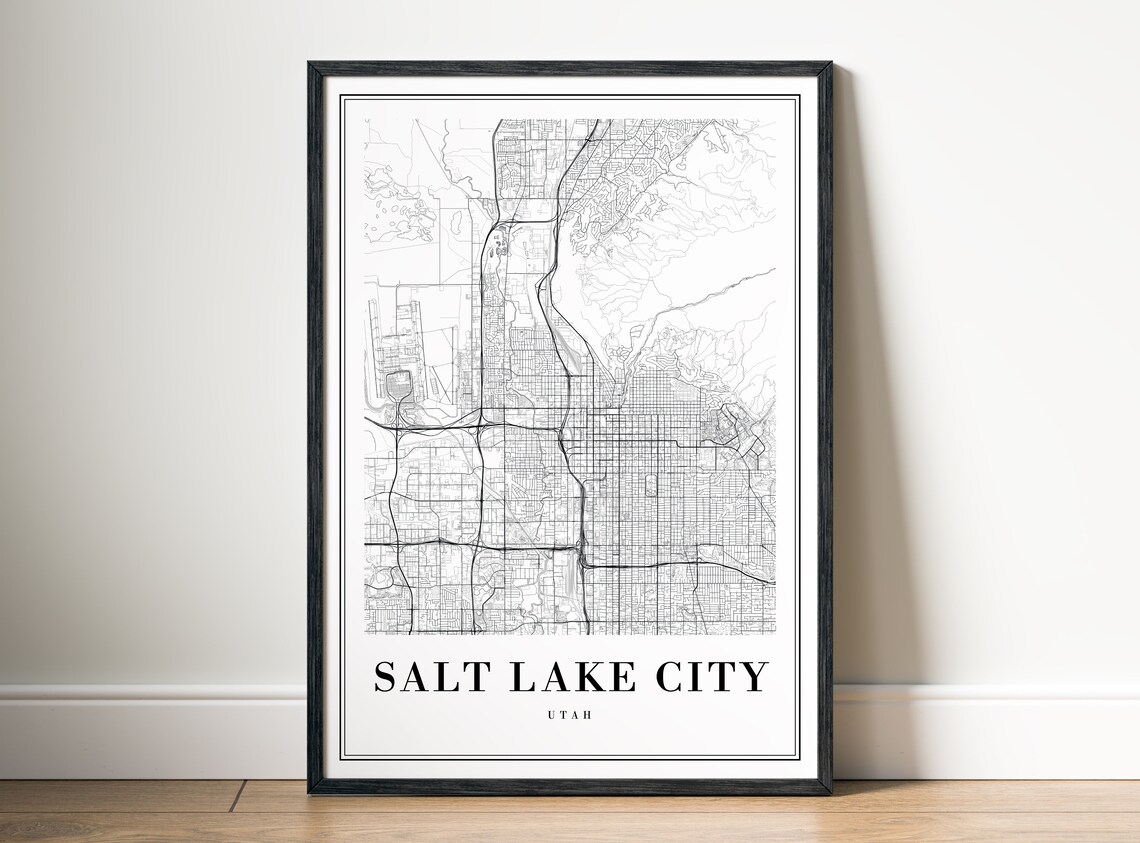 Salt Lake City Utah Minimalist Black and White City Map Poster - Image 5