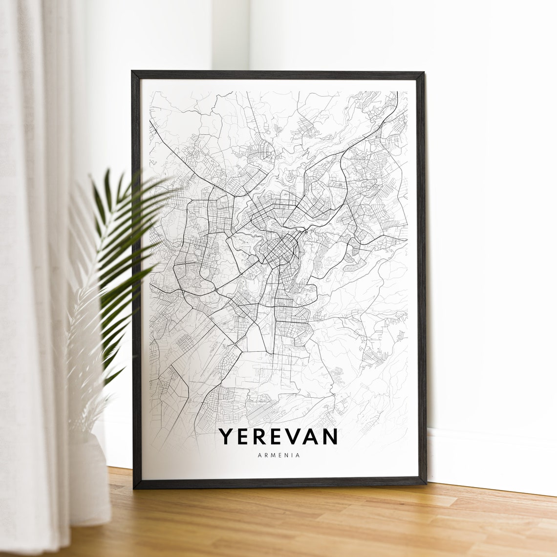 Yerevan Armenia Minimalist Black Line City Street Map Poster - Image 2